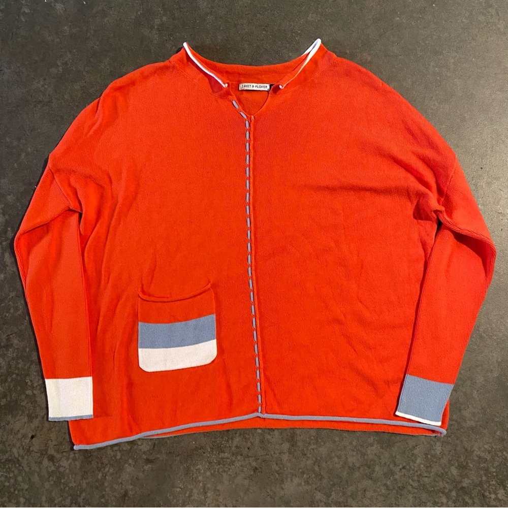 Zaket & Plover Sz Medium Orange Chord Accent Roll Neck Sweater
